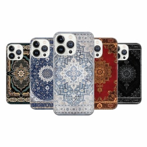 Tapis persan, étui pour téléphone, tapis vintage pour iPhone 16 Pro Max, 15 Plus, 14, 13, 12, 11, XS et Samsung S24, S23, A55, A54, Pixel 9 Pro