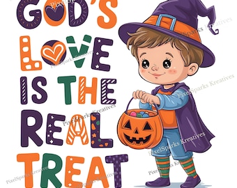 Christian Halloween PNG, God's Love Treat Clipart (Digital Download)