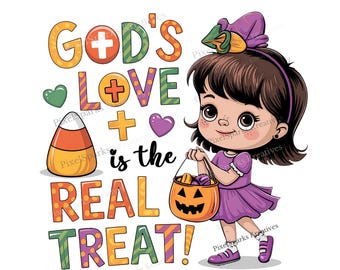 Christliches Halloween PNG, Gottes Liebe, Stamm oder Leckerei-Shirt-Design (digitaler Download)