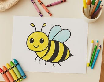 Dibujos de abejas para colorear para niños: Descarga instantánea en PDF