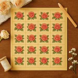Vintage Rose Scrapbook Paper: 24 Printable Floral Designs (PDF Download