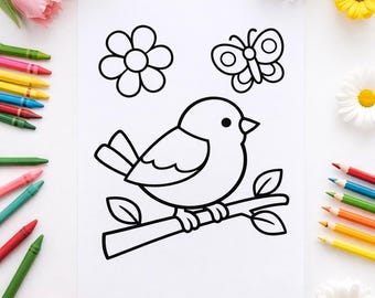 Dibujos para colorear de primavera para niños: Descarga instantánea en PDF