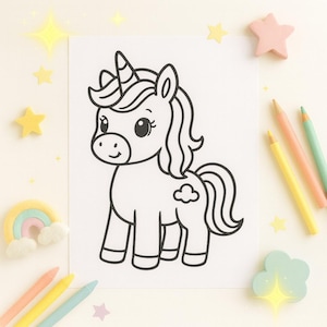 Printable Unicorn Coloring Pages for Toddlers: Instant PDF Download