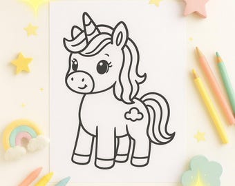 Printable Unicorn Coloring Pages for Toddlers: Instant PDF Download