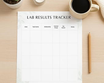 Lab Results Tracker Printable: Instant PDF Download
