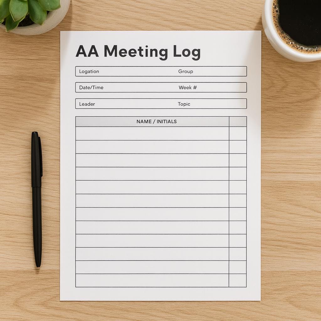 Group Log Examples Printable AA Meeting Log Sheets: Group Attendance Tracker (PDF Download ...