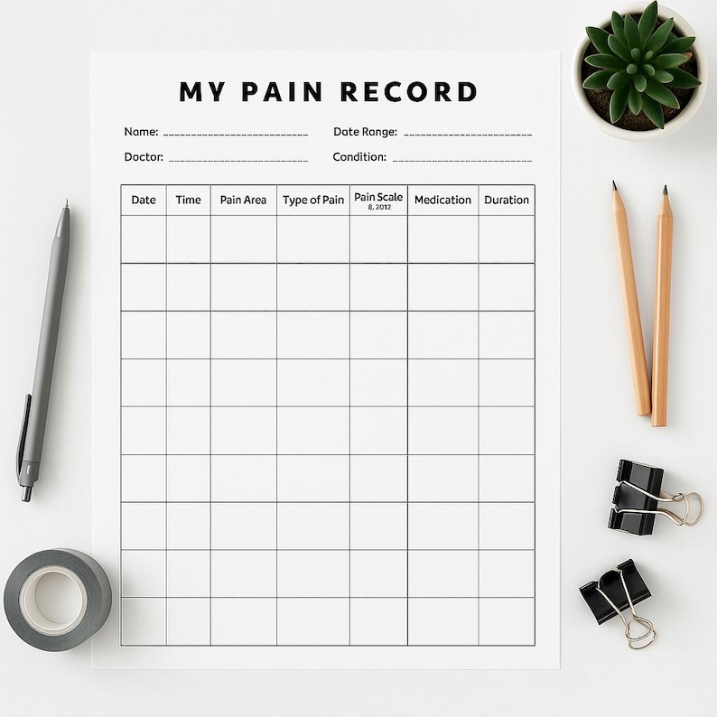 Daily Pain Tracker Printable: Pain Log for Seniors (PDF Download) - Etsy
