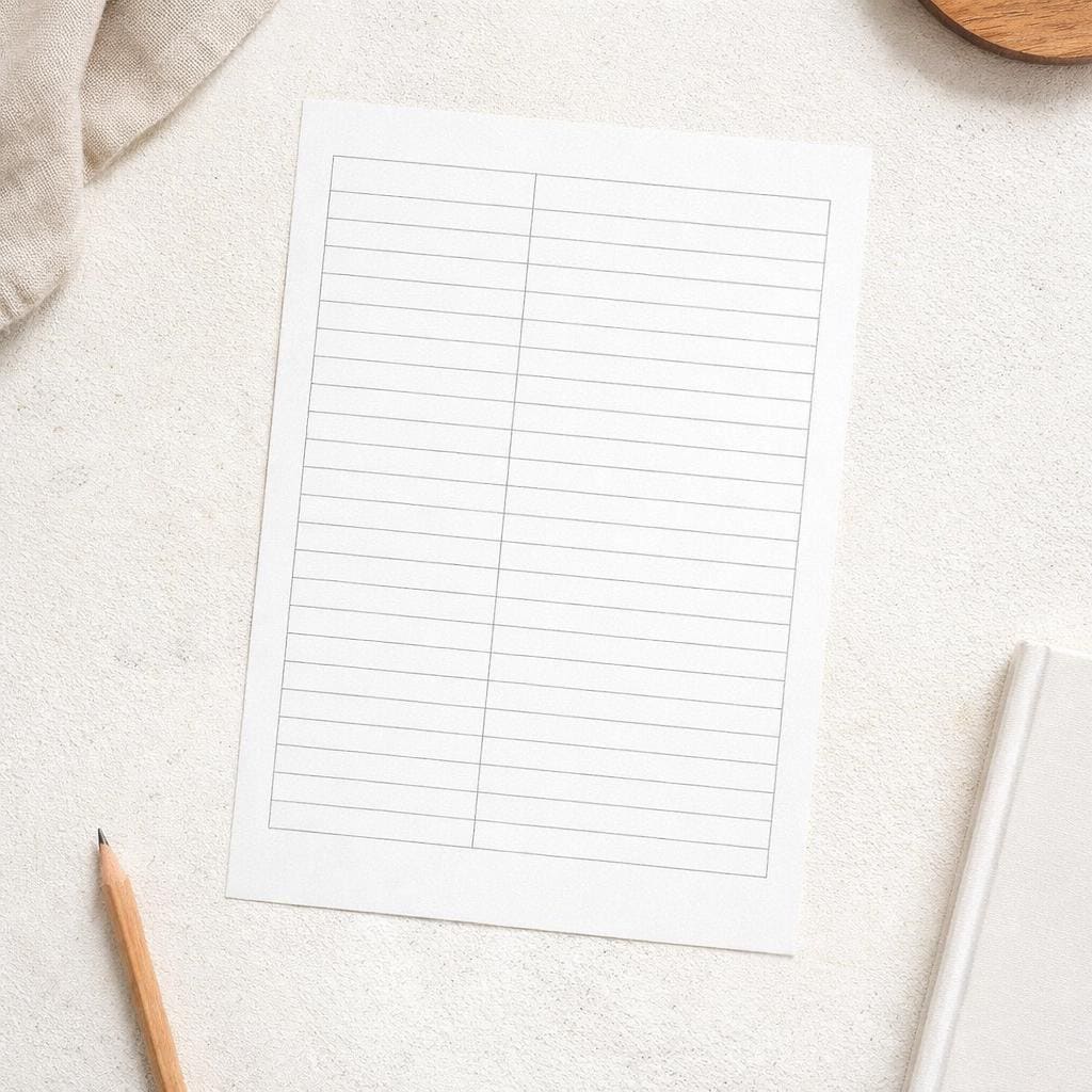 Blank 2 Column Printable Sheet: Instant PDF Download - Etsy
