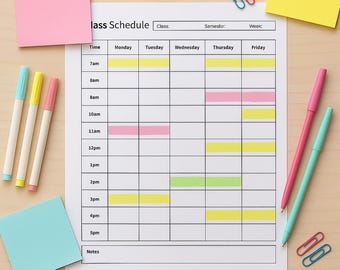 Class Schedule Planner: Instant PDF Download