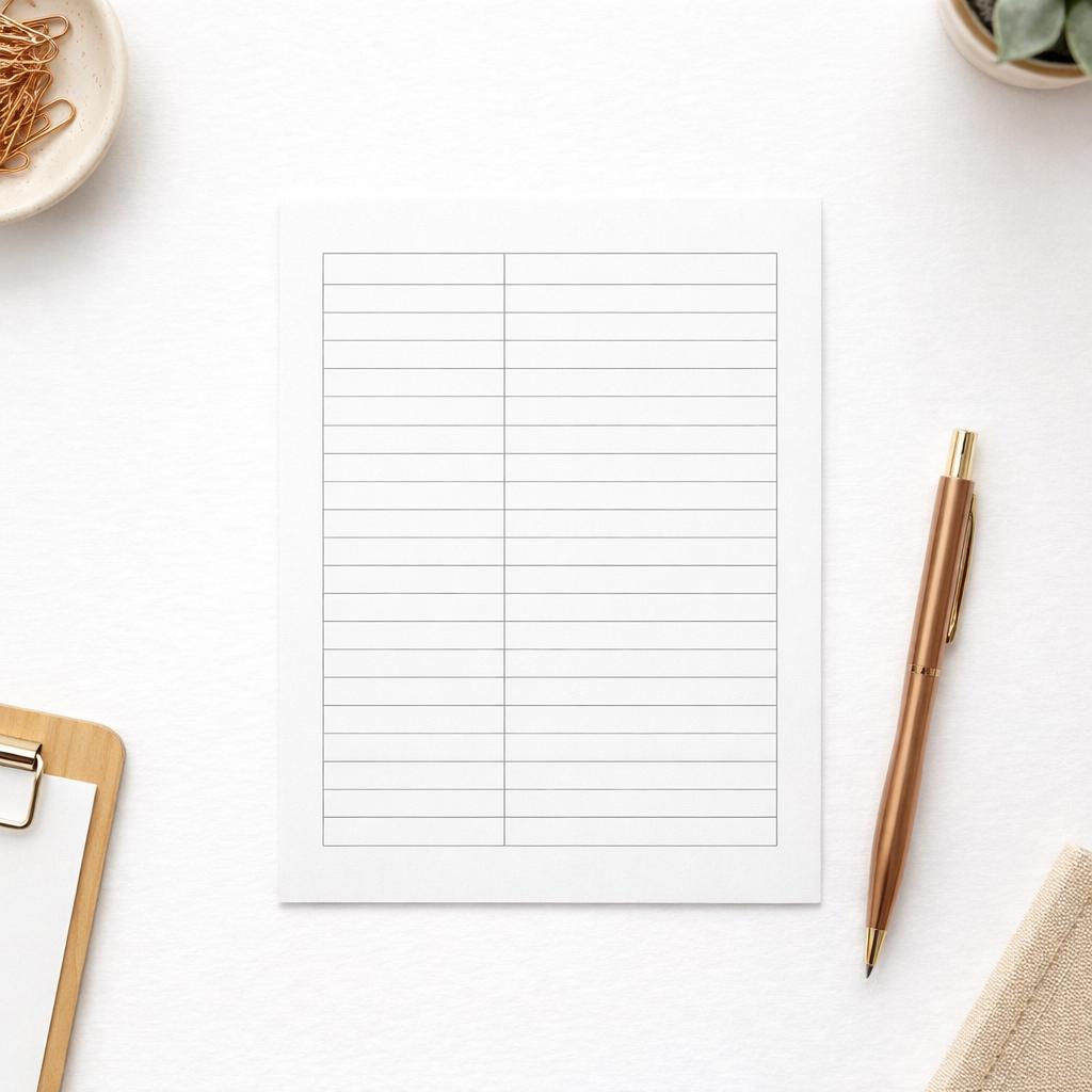 Blank 2 Column Printable Sheet: Instant PDF Download - Etsy