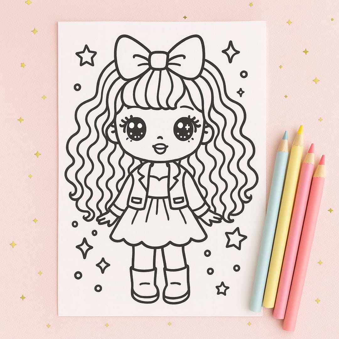 Color Book Girl Printable Kawaii Coloring Pages for Girls(instant PDF Download) - Etsy