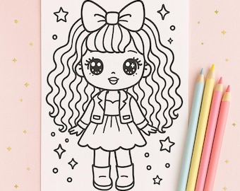 Printable Kawaii Coloring Pages for Girls(Instant PDF Download)