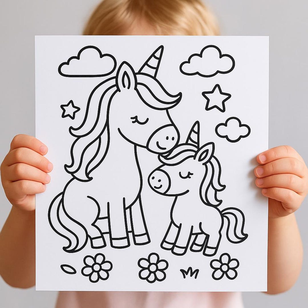 Mom and Baby Unicorn Coloring Pages for Kids: Instant PDF Download - Etsy