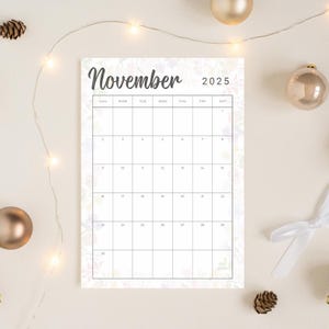 Floral November 2025 Calendar Printable: Monthly Planner (PDF Download)
