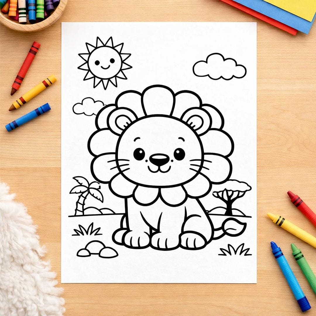 Lion Coloring Pages for Kids Printable: Instant PDF Download - Etsy