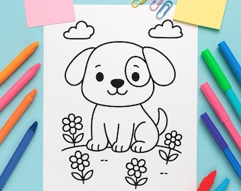Puppy Coloring Pages for Kids: Instant PDF Download