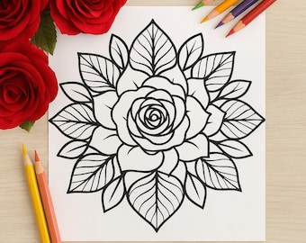Rose Mandala Coloring Pages: Bold Floral Designs for Stress Relief (PDF Download