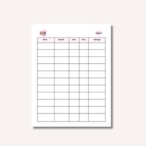 Printable Phone Call Log: 5-Column Tracker (Instant PDF Download