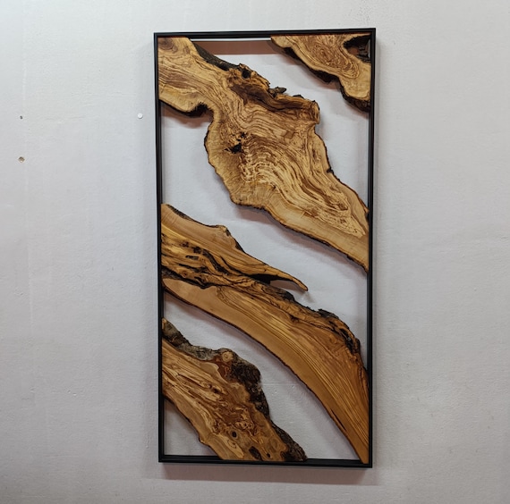 Metal and Wood Wall Art, Olive Wood Wall Decor, Wall Art, Wood Wall Art, Rustic Wall Art, Live Edge Wood Decor, Modern Wall Art, Home Gift