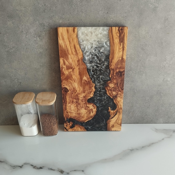 Personalized Olive Wood Charcuterie Board, Epoxy Resin Serving Board