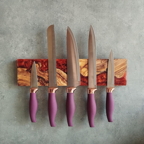 Resin Olive Wood Magnetic Knife Holder, Kitchen Storage