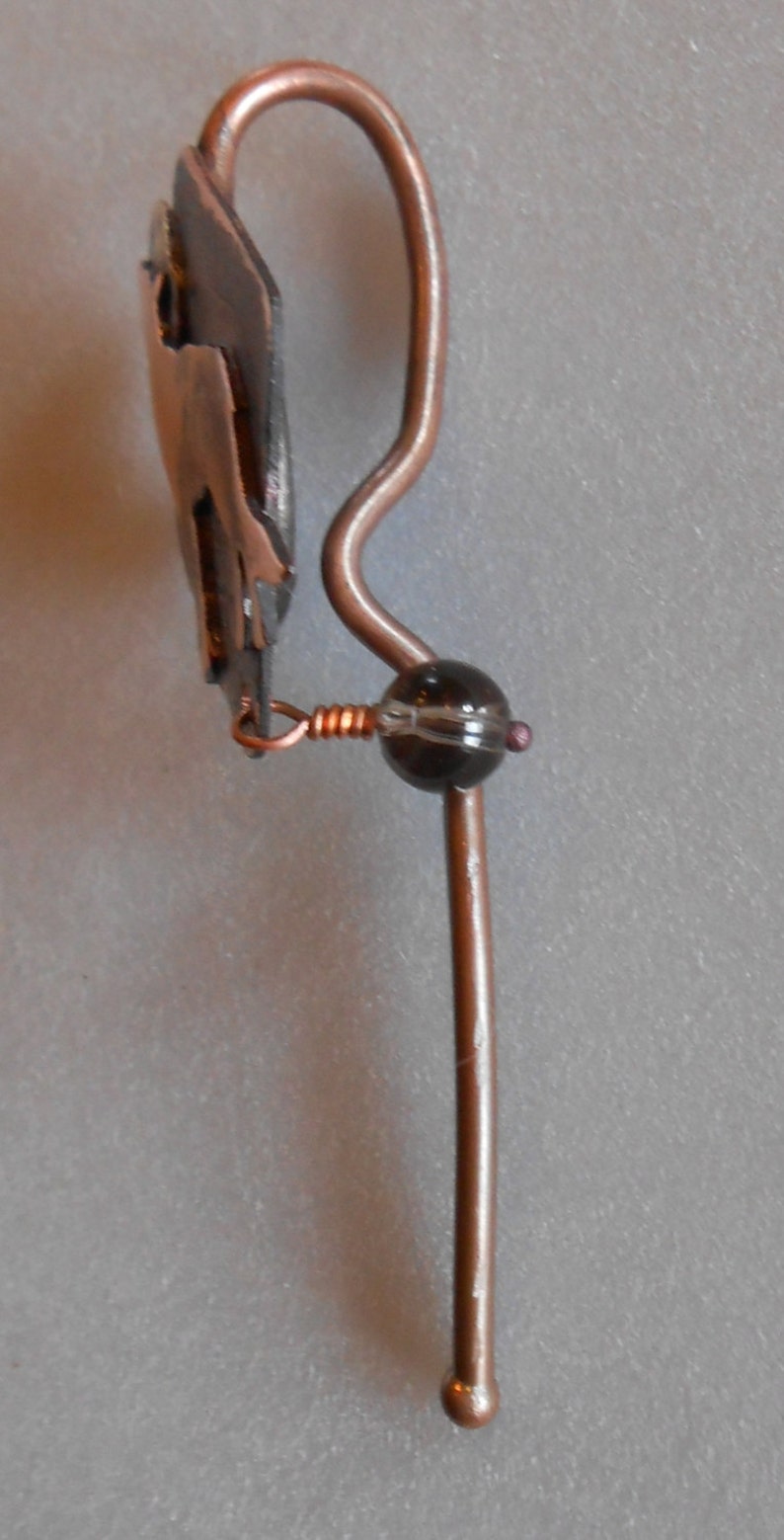 Shawl pin copper with wolf howling at the moon design