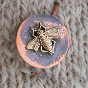 Shawl Pin Copper with Bronze Bee