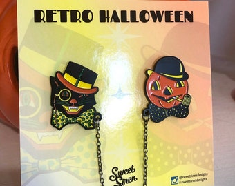 Retro Halloween Collar Pin Set
