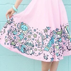Mermaid Skirt | Tiki Tony - Sweet Siren | Circle Skirt | Pin Up Skirt | Pink Tiki Skirt | Mermaids Day Outfit