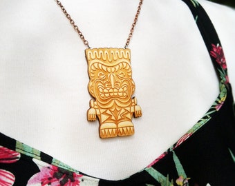 Large Frankenstien Monster Tiki Necklace