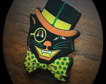 Retro 60's Halloween Dapper Cat Pin