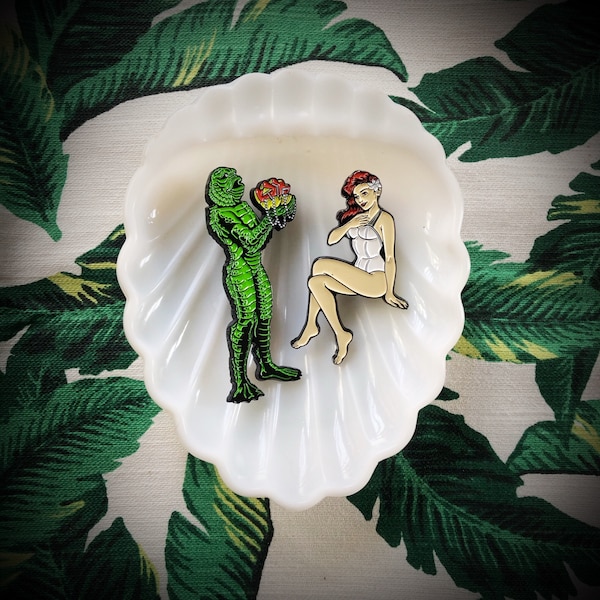 Mid Century Swamp Creature Couple - Pin Set