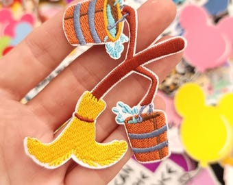 Mickey Magic Embroidered Patch Broom Iron or stitch Sorcerer hat Clothes - Denim Jackets - Hats -Bags