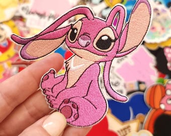 Stitch Angel geborduurde patch steek Ohana quote Strijkijzer of steek - Kleding - Spijkerjacks - Hoeden -Tassen