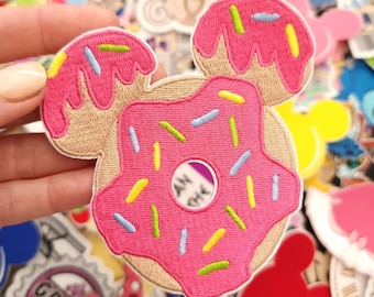 Doughnut Embroidered Patch Disneyland ears snack Iron or stitch - Clothes - Denim Jackets - Hats -Bags