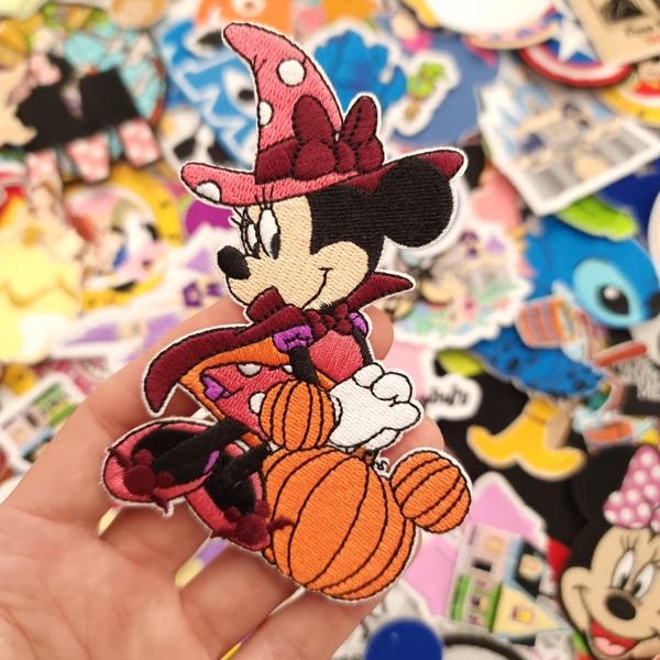 Parche de Minnie Bruja de Halloween, Parche termoadhesivo espeluznante para chaquetas, bolsos, sombreros y mochilas