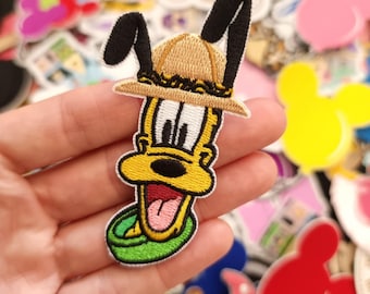 Pluto Safari Embroidered Patch Iron or stitch - Animal Kingdom safari hat Clothes - Denim Jackets - Hats -Bags