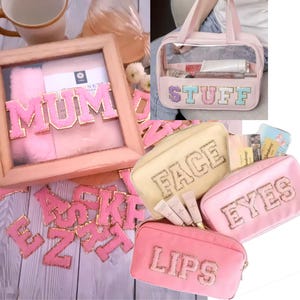 Baby Pink Stick-On Letters A-Z – Iron-On Items Stitch for Clothes, Denim Jackets, Hats & Bags Customizable custom your own Alphabet Patches