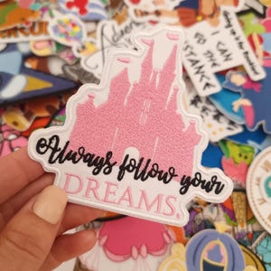 Princess Castle Embroidered Patch &quot; Always follow your Dreams &quot; Iron or stitch - Clothes - Denim Jackets - Hats -Bags