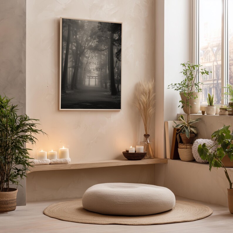 Zen Interior Frame Mockup | Calm Minimal Space | Yoga & Meditation Wall ...