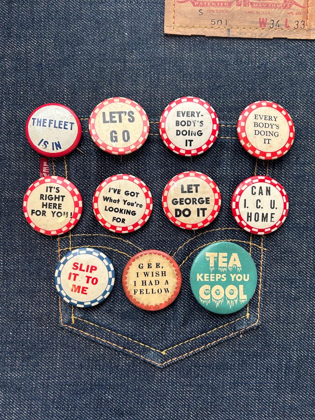 1940s Humor Pinback Buttons - Etsy
