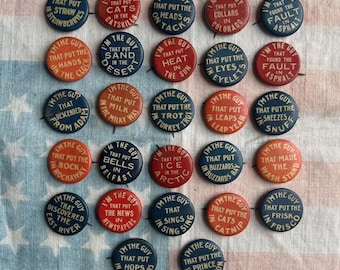 Button pins lot of 50／Vintage ／USA Button Pin Wholesale Lot, HUGE Lot of 50 Buttons Pins, Lot 80's