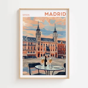 Madrid Plaza Mayor Print, Spain Wall Art, Madrid Cityscape, Watercolor Print, Spain Painting, Madrid Art Print, Spain Art, Europe Print