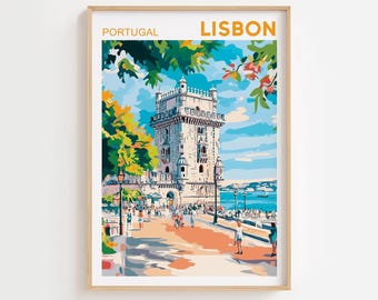 Lisbon Print Physical, Lisbon Belem Tower Poster,Lisbon Wall Art, Portugal Art Print,Lisbon Cityscape,Portugal Wall Art,Europe Print