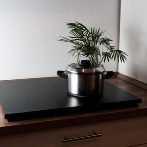 One-piece stove cover made of 19 mm thick MDF, matt lacquered l for ceramic hobs – up to 90 x 58 cm | Hob cover made of beech | Made to measure
