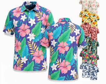 Hawaiimönster pikétröja, tropisk blommig basebolltröja för män och kvinnor, sommarsemesterstrandskjorta, unisex tropisk pikétröja med gåva