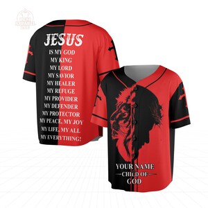 Maillot de baseball Jesus avec prénom personnalisé : Chemise enfant de Dieu