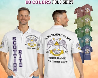 Polo de la Francmasonería del Rito Escocés / Polo Masónico Unisex Personalizado / 8 Colores