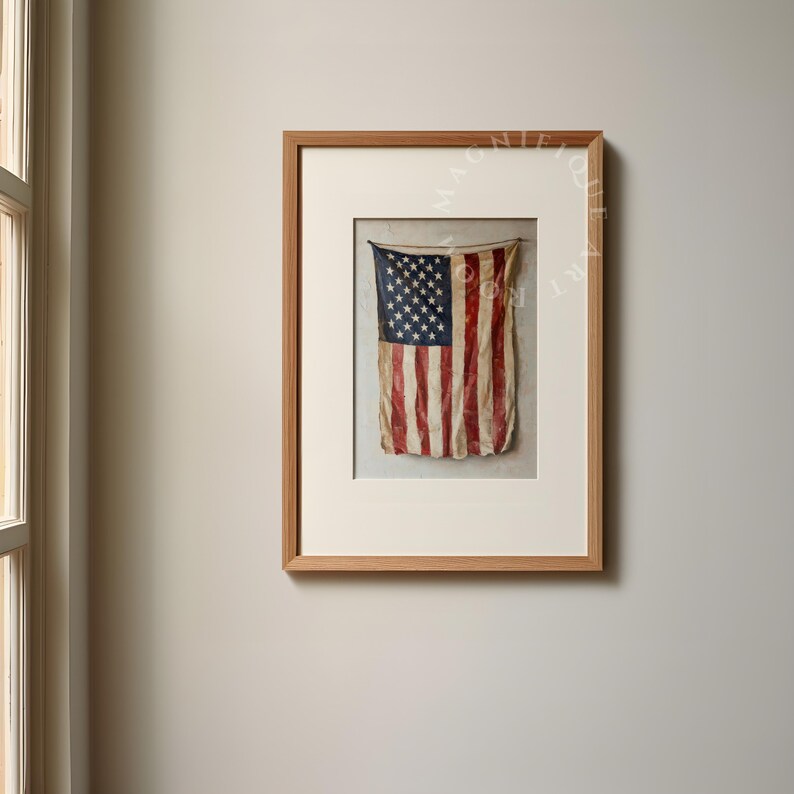 Vintage American Flag Wall Art 4th of July Decor | Rustic Patriotic ...