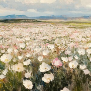 Wildflower Meadow Wall Art Printable Floral Landscape Print | Farmhouse Cottage Core or Country Home Rustic Pastel Decor S282| image 3